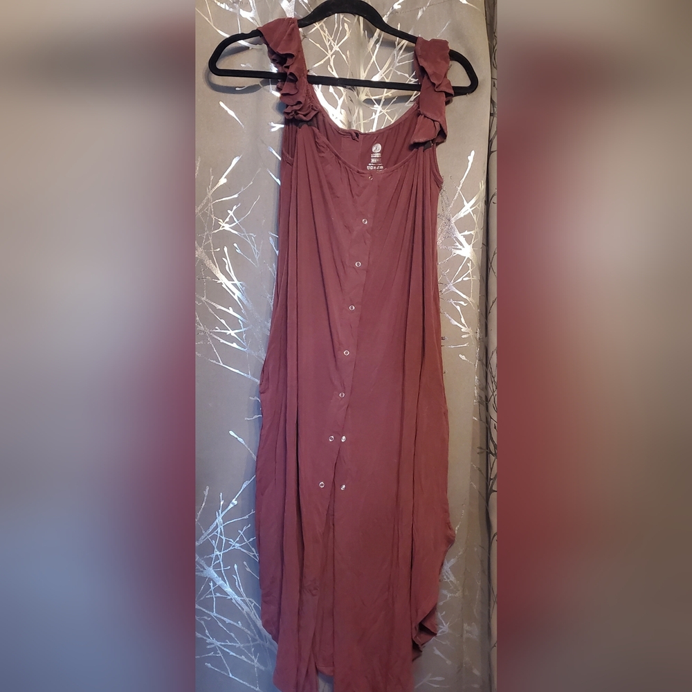 Kindred Bravely Asymmetrical Ruffled Dress in Brown